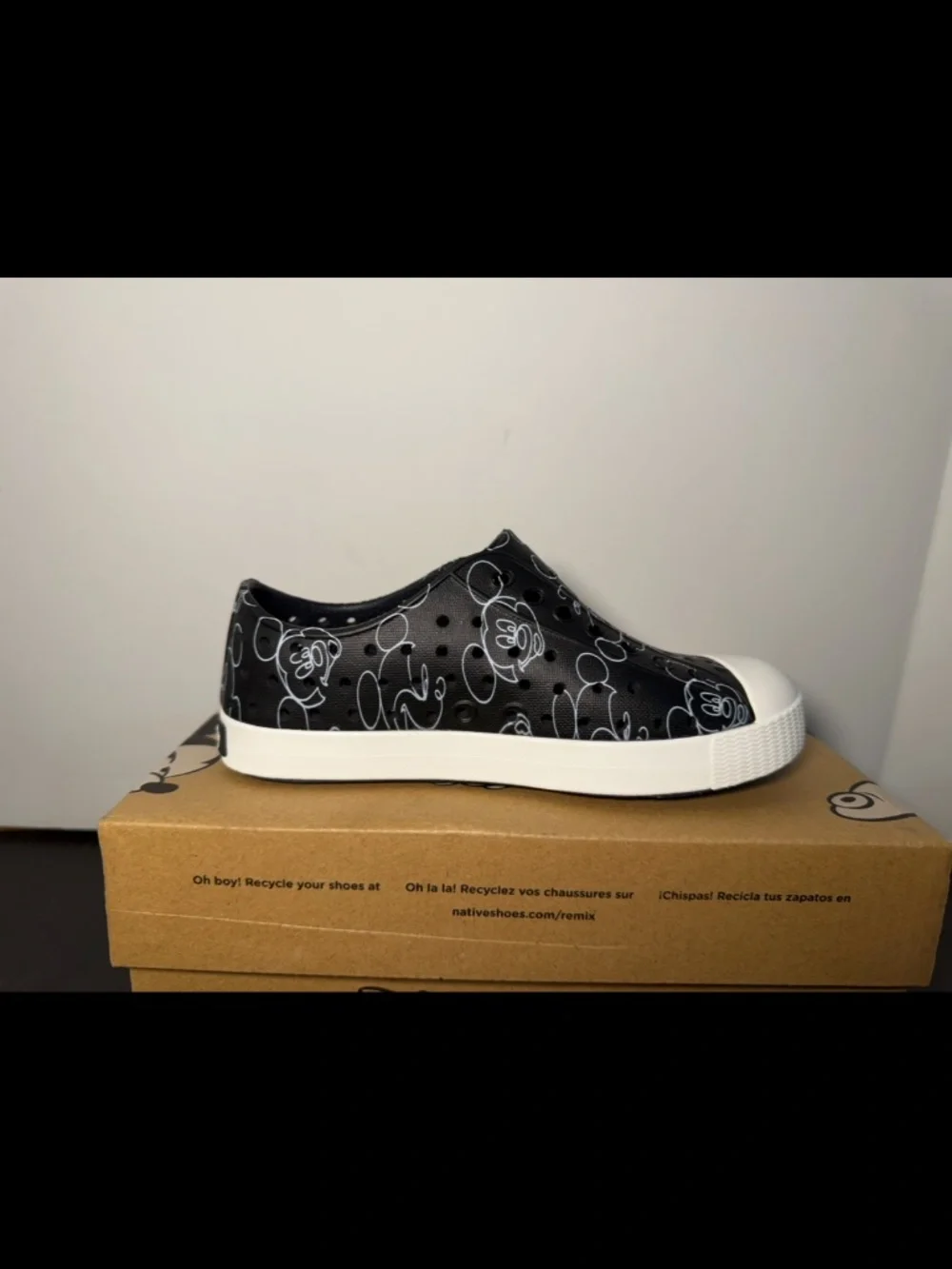 Native Jefferson Print Shoes Black/White/Mickey Doodle Little Kids/Toddler C11
